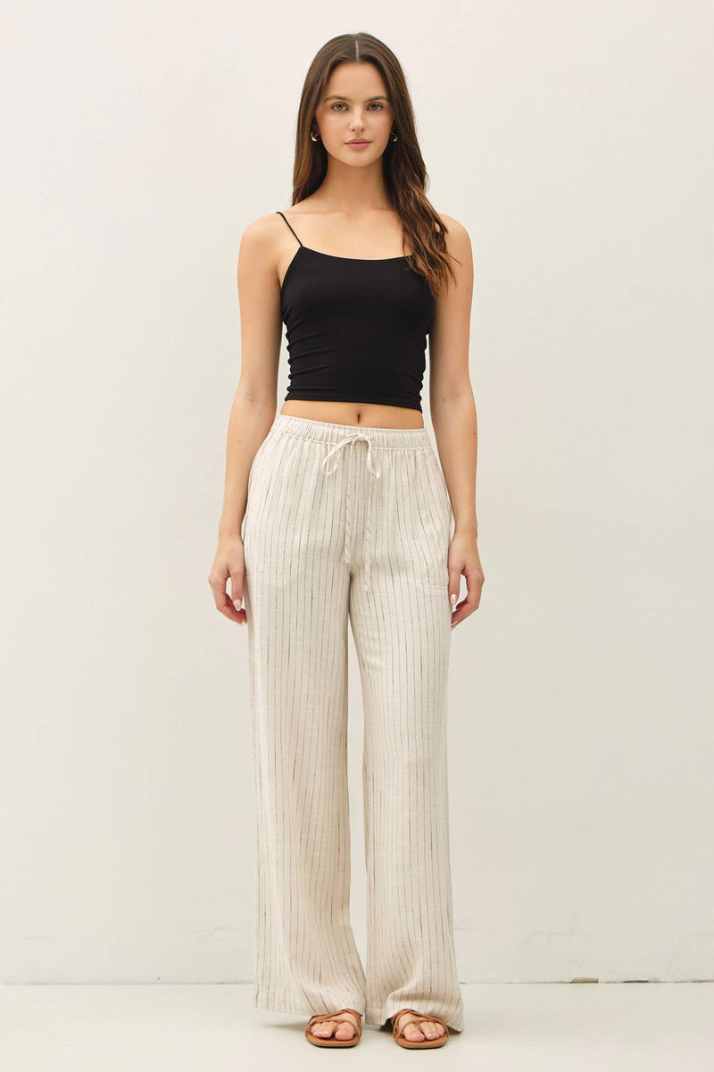 The Sloane Linen Blend Wide Leg Pants – Drawstring Relaxed Fit Full Length Pants