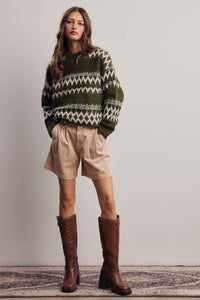 Take the Scenic Route Fair Isle Sweater: Olive