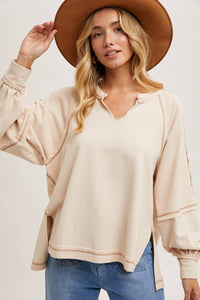 Terri Oversized Long Sleeve Stop: Oatmeal