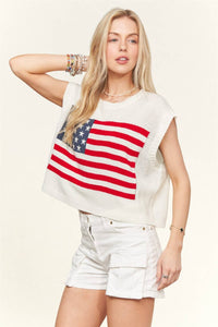 The Liberty Knit Sweater Crop Top: White