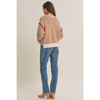 Apple Orchard Stripe Sweater: taupe/multi