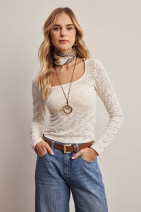 Pretty Please Lace Top: Ivory