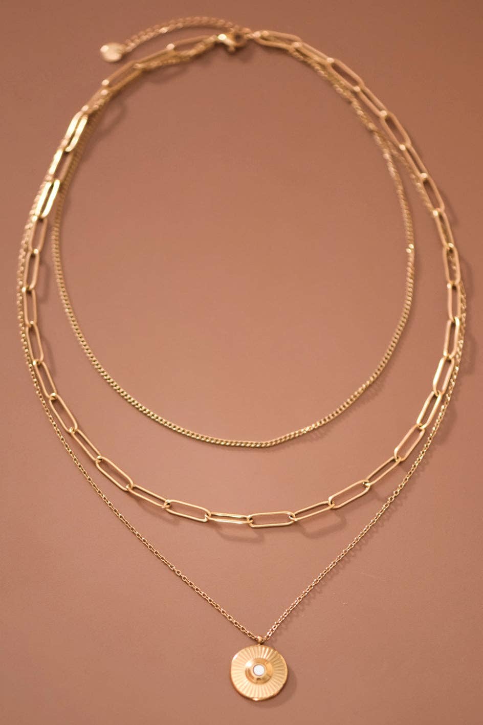 18K Gold Plated Stainless Steel Layered Coin Necklace