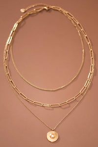 18K Gold Plated Stainless Steel Layered Coin Necklace