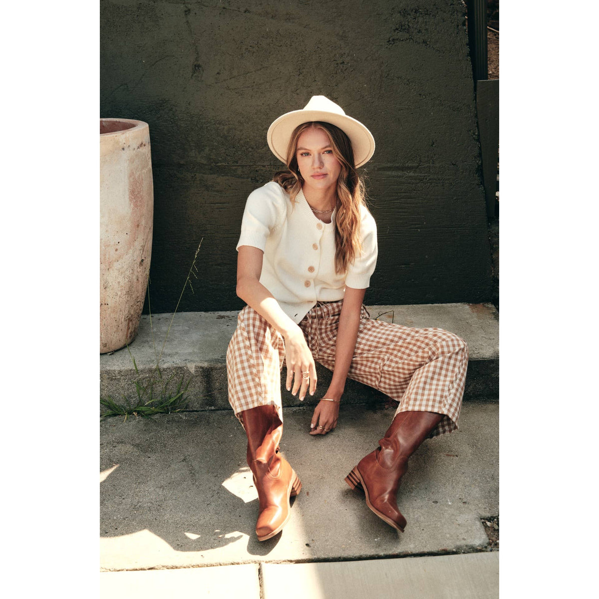 Picnic Days Gingham Barrel Pants