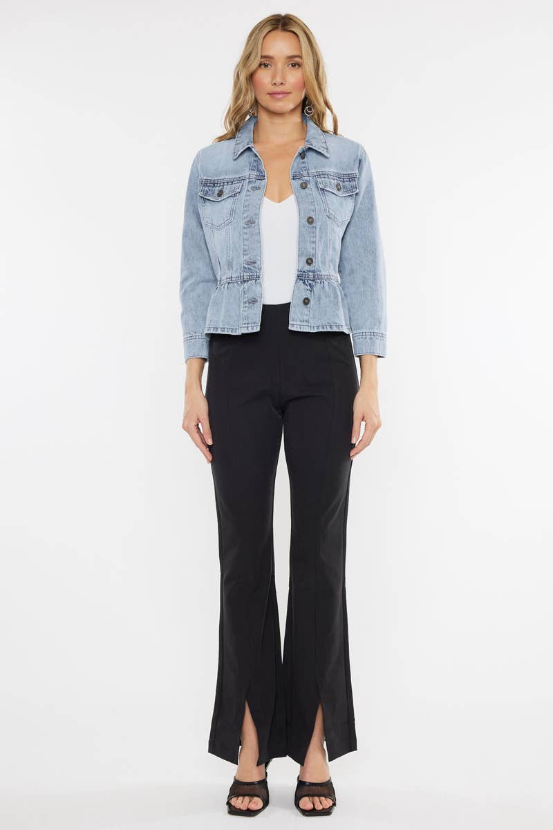 Maggie Peplum Denim Jacket | Classic Fit Light Stone Wash