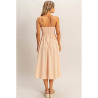 Striped Spaghetti Strap Dress: NAVY / S-M-L(2-2-2)