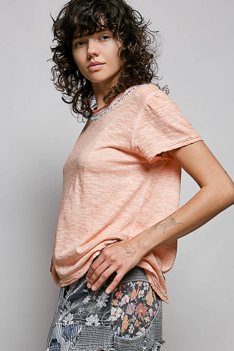 Everyday Lightweight Relaxed Fit Hand-Stitched Knit Top: Black / L