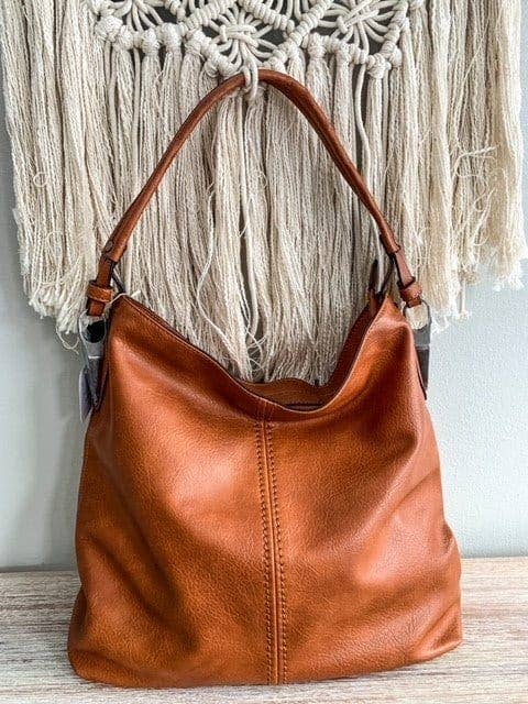 Rustic Roadside Faux Leather Hobo Shoulder Bag – Brown, Grey, Mocha | Large Slouchy Tote with Side Metal Accents & Adjustable Strap