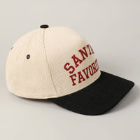 Santa’s Favorite Glitter Corduroy Hat – Red & Black Holiday Edition