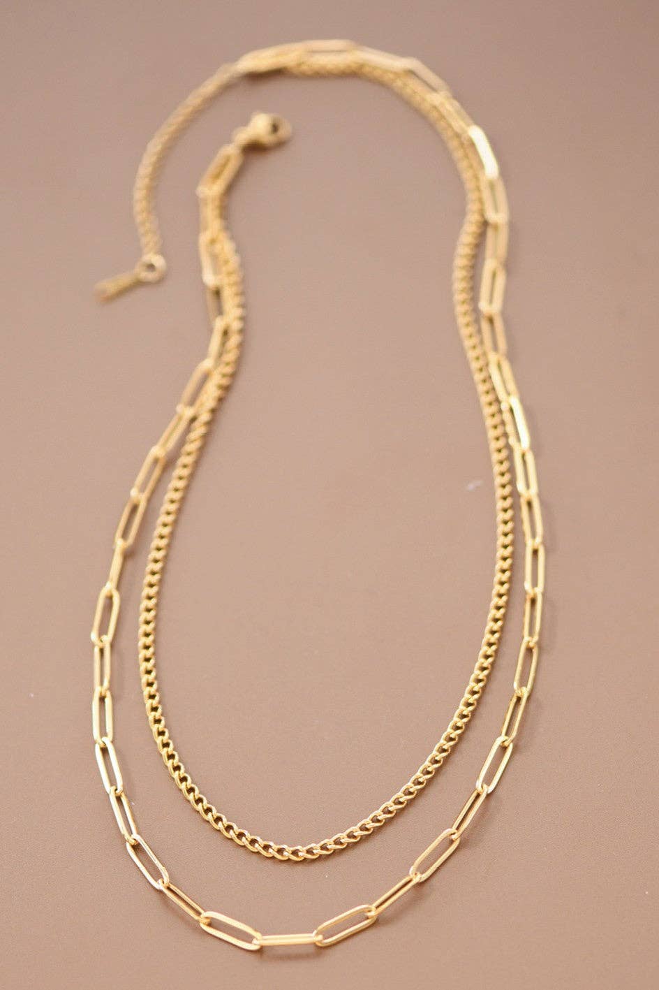 The Sterling Layered Paperclip Chain Necklace – 18K Gold Dipped Waterproof Stainless Steel Necklace