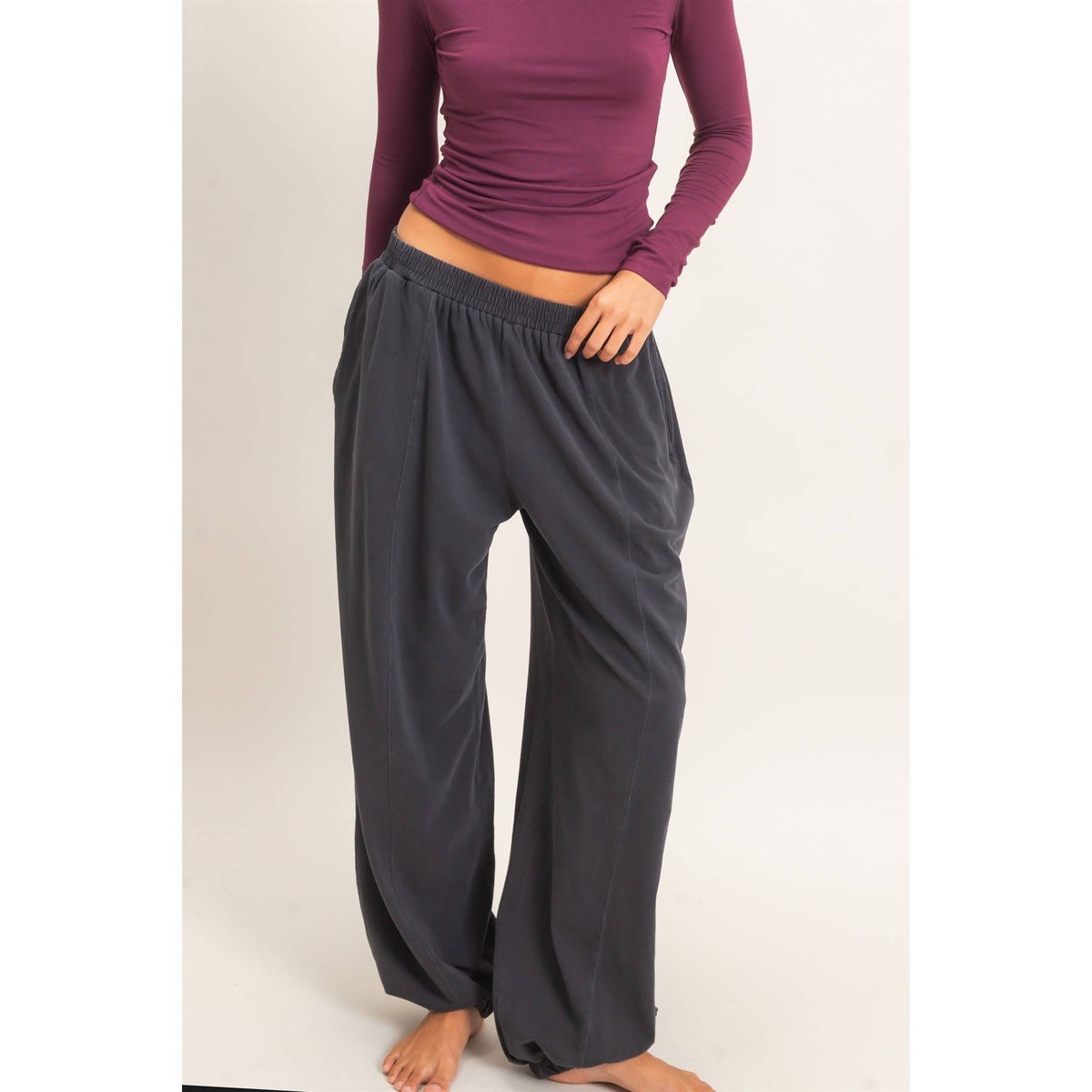 The Haven Mineral Washed Lounge Pants: Vintage Black