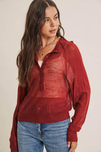 Morning Layer Airy Wool Blend Henley Sweater