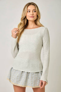 61364 Washed Thermal Essential Top: Green Apple / Small