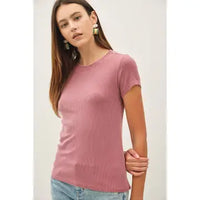 The Merrin Classic Ribbed Baby Tee – Fitted Crew Neck Essential T-Shirt for Women