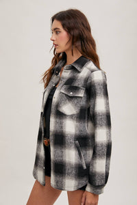 Dakota Plaid Flannel Shacket with Pockets – Brown Cream & Rust Ivory