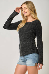 61364 Washed Thermal Essential Top: Green Apple / Small