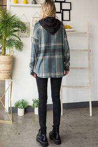 Sutton Plaid Hoodie Shacket – Soft Flannel Button Down with Hood