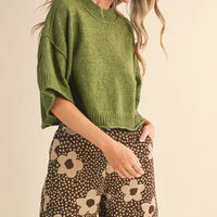 Autumn Oat Mock Neck Sweater Tee