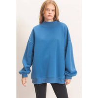 Enzyme Washed Mock Neck Sweatshirt: H.GRAY / S-M-L(2-2-2)