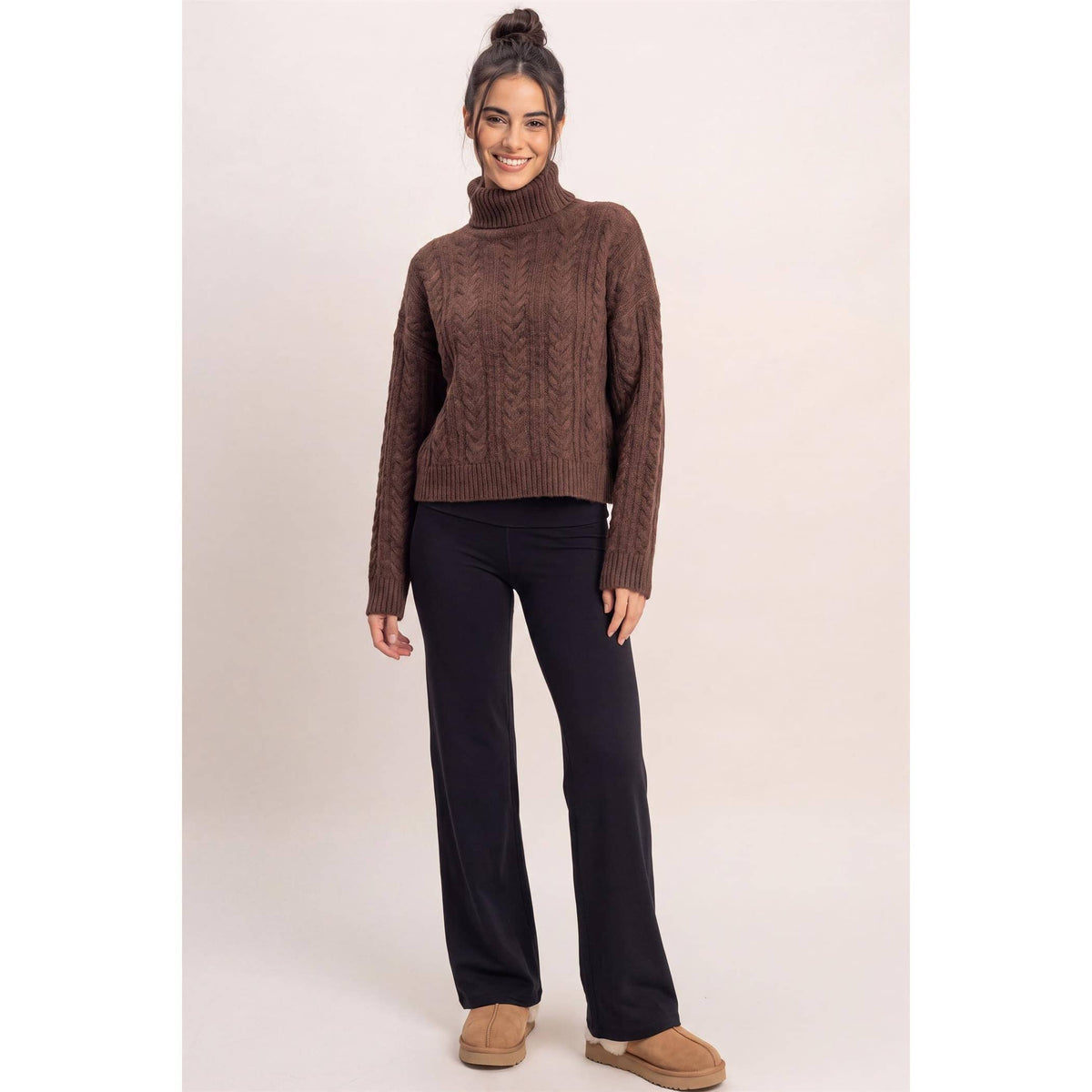 Wrapped Up Cable Knit Turtleneck Sweater