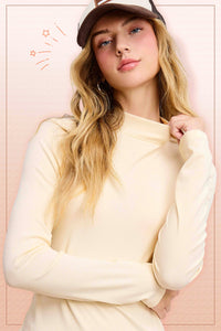 Lennox Ribbed Mock Neck Long Sleeve Top – Fudge, Onyx, Milk, Pebble, Soy Latte