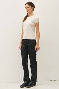 The Merrin Classic Ribbed Baby Tee – Fitted Crew Neck Essential T-Shirt for Women