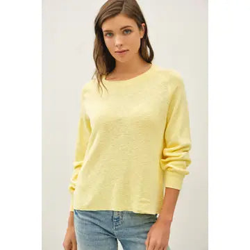 The Cambria Cotton Blend Knit Sweater:  Lightweight Raglan Crew Neck Pullover