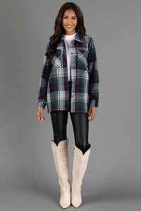 The Evergreen Plaid Shacket: Navy, Green, Red, White