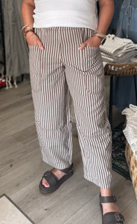 Harbor Stripe Utility Pants: Brown