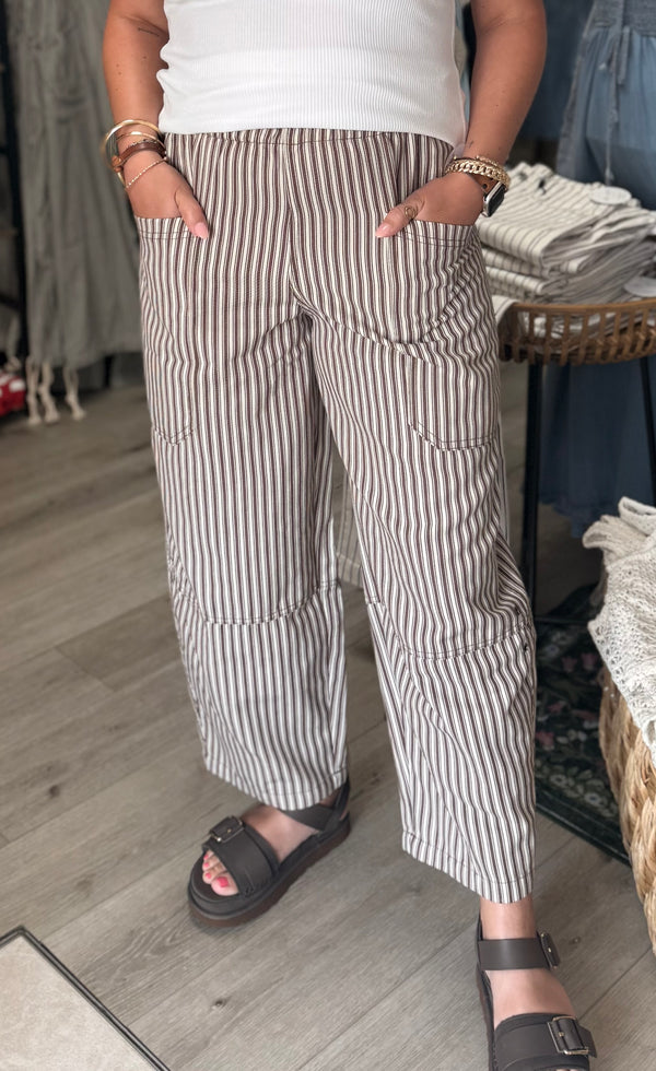 Harbor Stripe Utility Pants: Brown