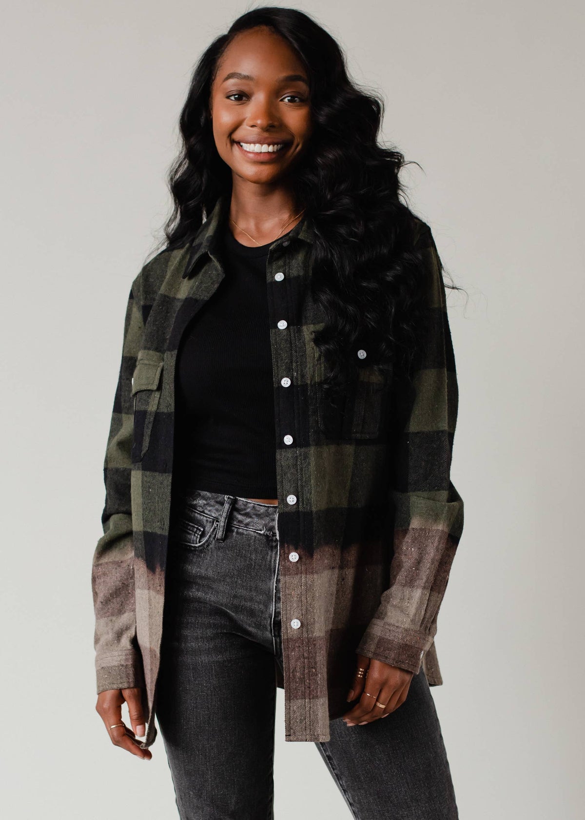 Fall Favorite Dark Green and Black Plaid Flannel