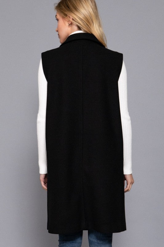 Marigold Sleeveless Notched Collar Vest – Soft Open Front Layering Piece
