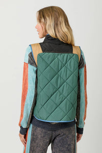 Stacey Color Block Padded Vest: Green Mix