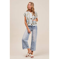 The Lennon Seamed Wide Leg Stretch Denim Jeans: Light Wash