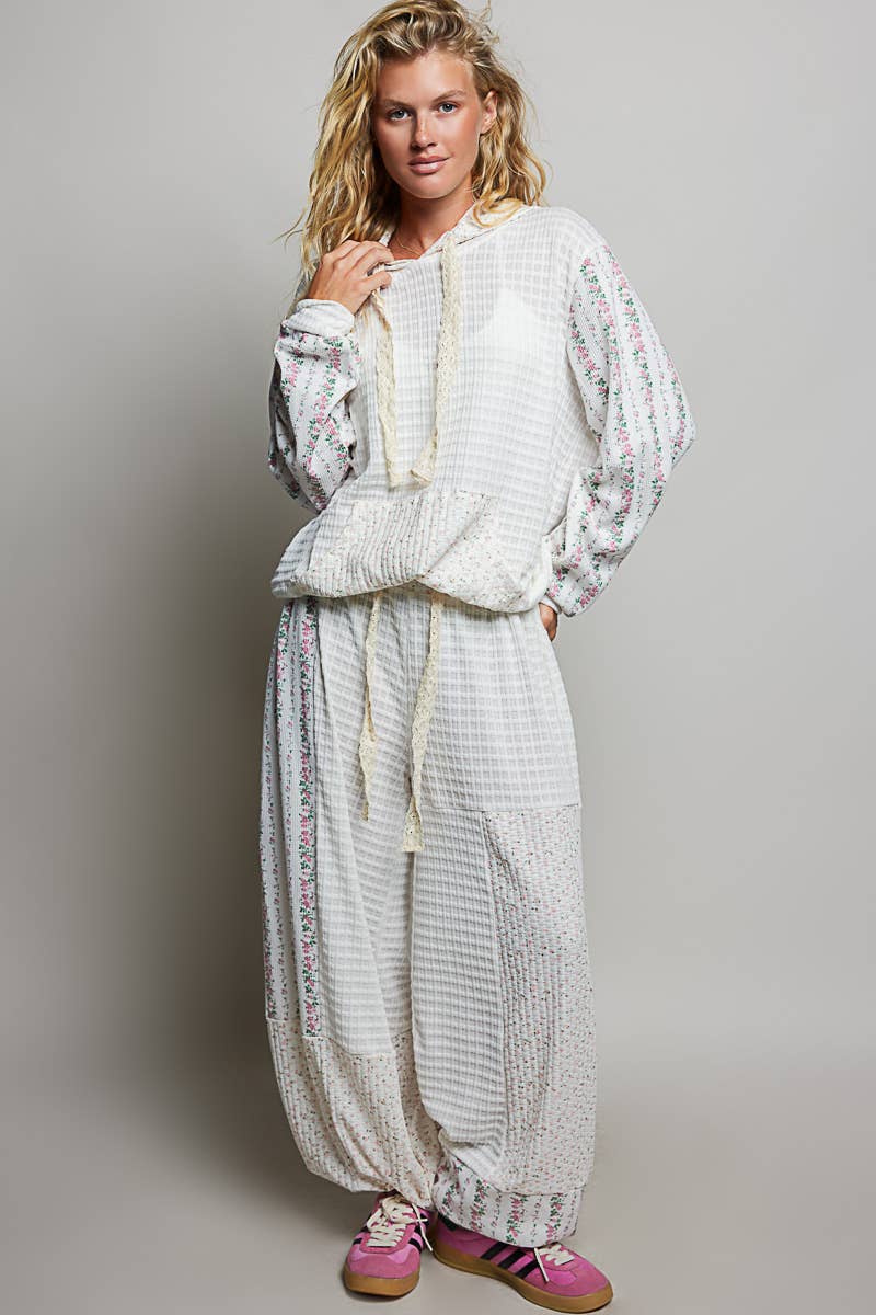Willow Mixed Knit Hoodie: Natural Multi