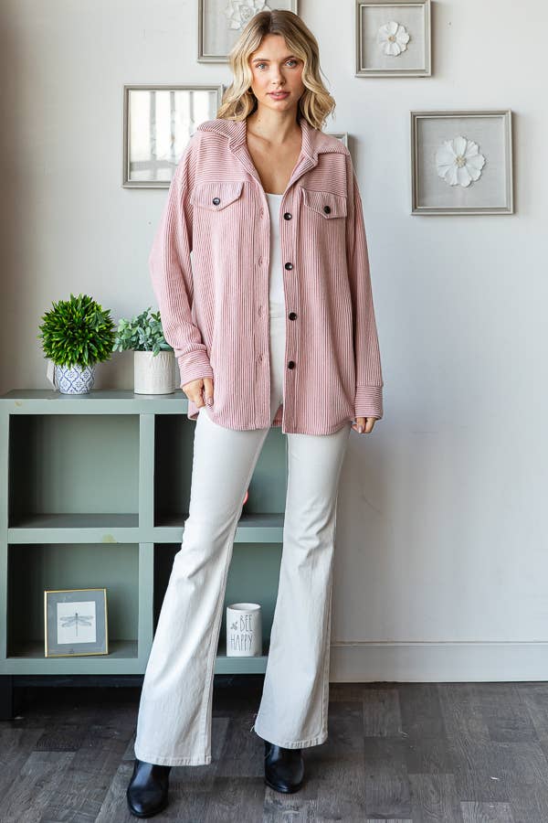 Tara Soft and Cozy Brushed Ribbed Shacket