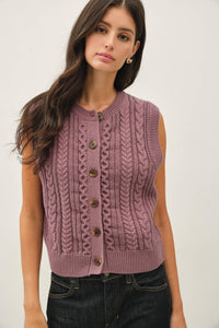 The Right Move Cable Knit Vest: Iris