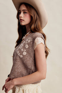 Pressed Petals Sweater Vest: Chestnut
