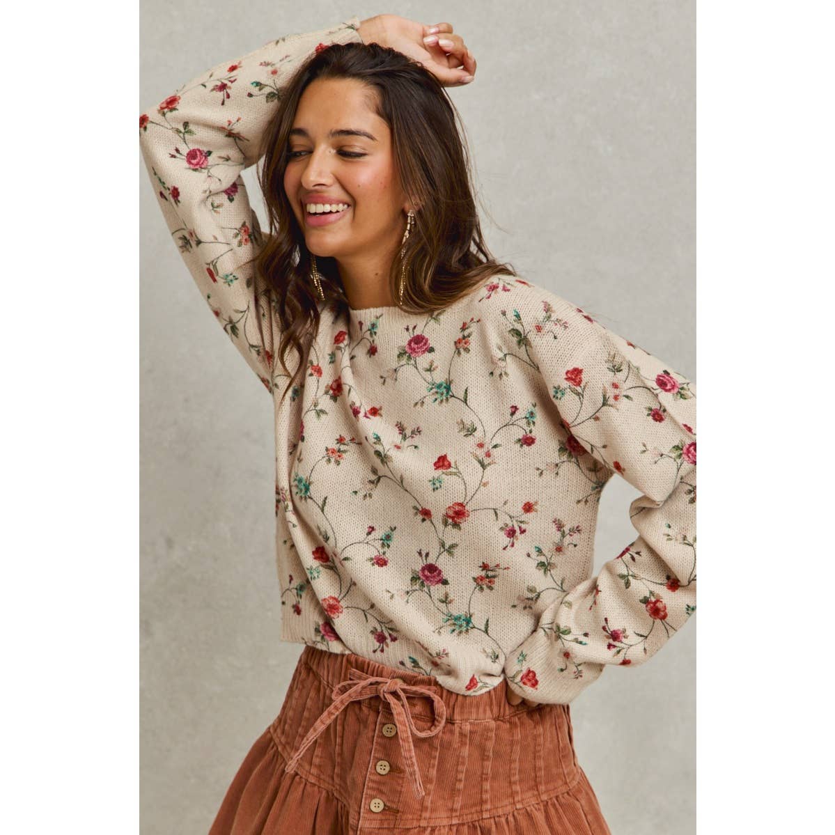 Love Grows Here Floral Sweater: Ivory
