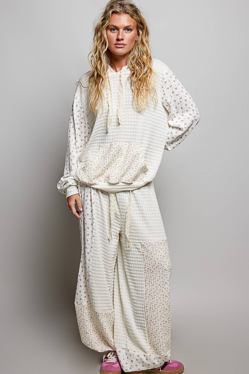Willow Mixed Knit Hoodie: Natural Multi
