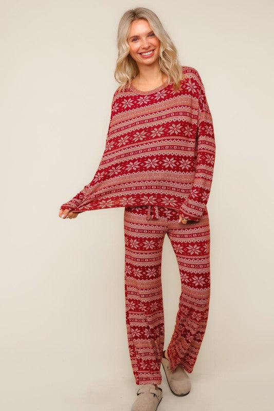 Evergreen Cozy Hacci Lounge Set – Soft Knit Top & Straight-Leg Pant Duo | Northern Belle Boutique