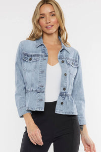 Maggie Peplum Denim Jacket | Classic Fit Light Stone Wash