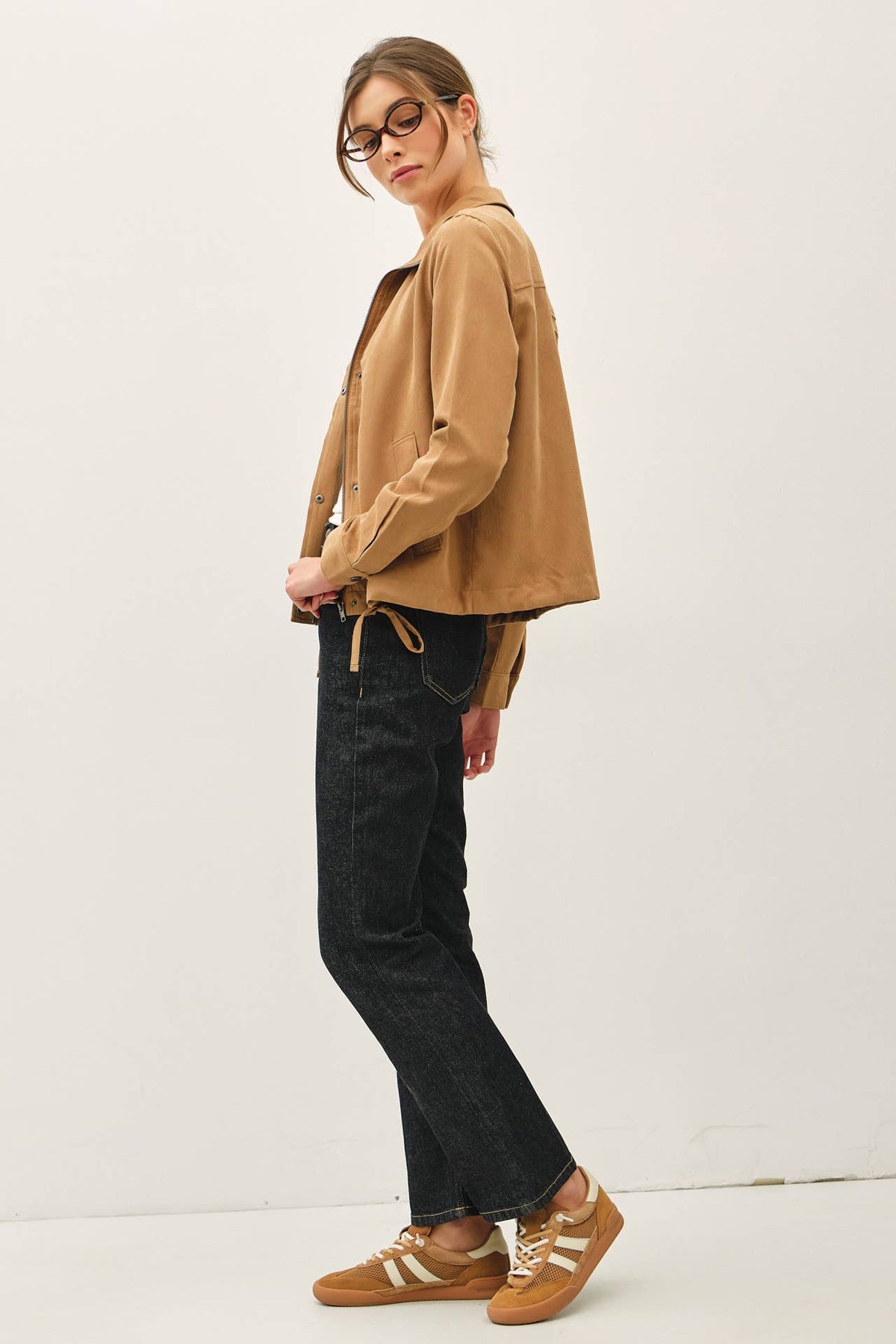 The Camden Cropped Utility Jacket – Soft Safari Zip Up Lightweight Outerwear