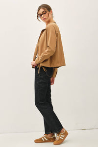 The Camden Cropped Utility Jacket – Soft Safari Zip Up Lightweight Outerwear