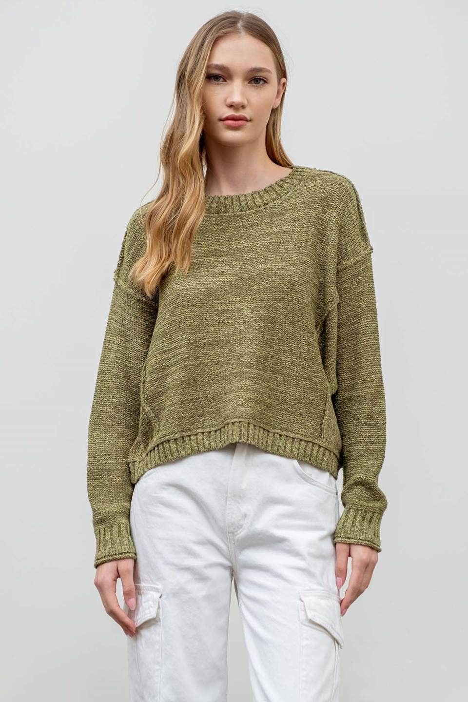 The Brinley Heathered Batwing Sweater: Olive  – Cozy, Textured & Effortlessly Chic