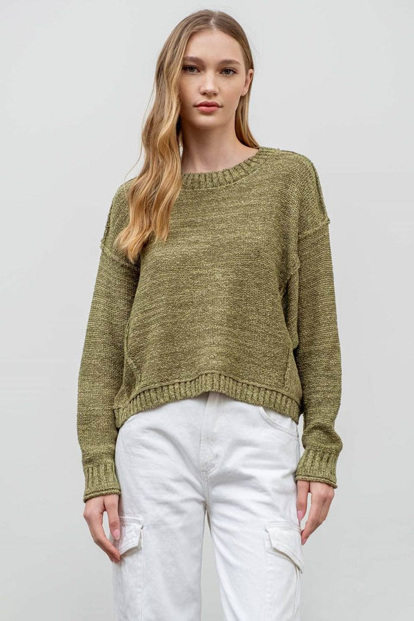 The Brinley Heathered Batwing Sweater: Olive  – Cozy, Textured & Effortlessly Chic