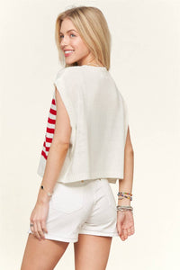 The Liberty Knit Sweater Crop Top: White