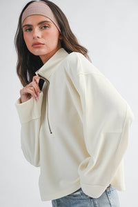 Halfway There Ribbed Pullover: Bone