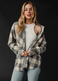 Cozy Gray & Cream Plaid Button Up